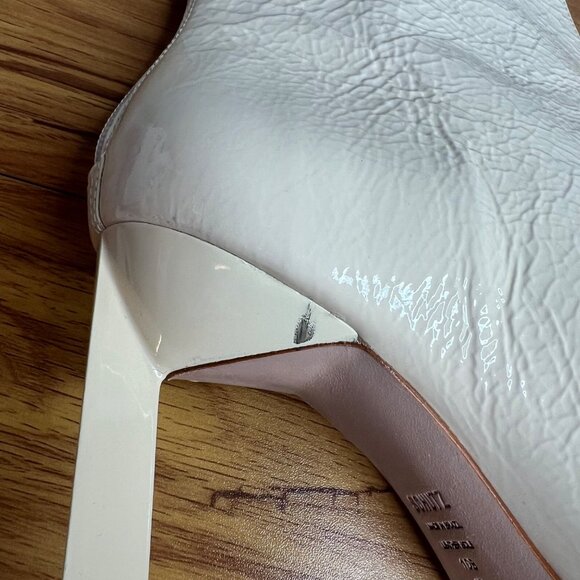Schutz Viha Patent Leather Bootie‎ Womens 10 Pointed Toe Heel Eggshell - Picture 15 of 16